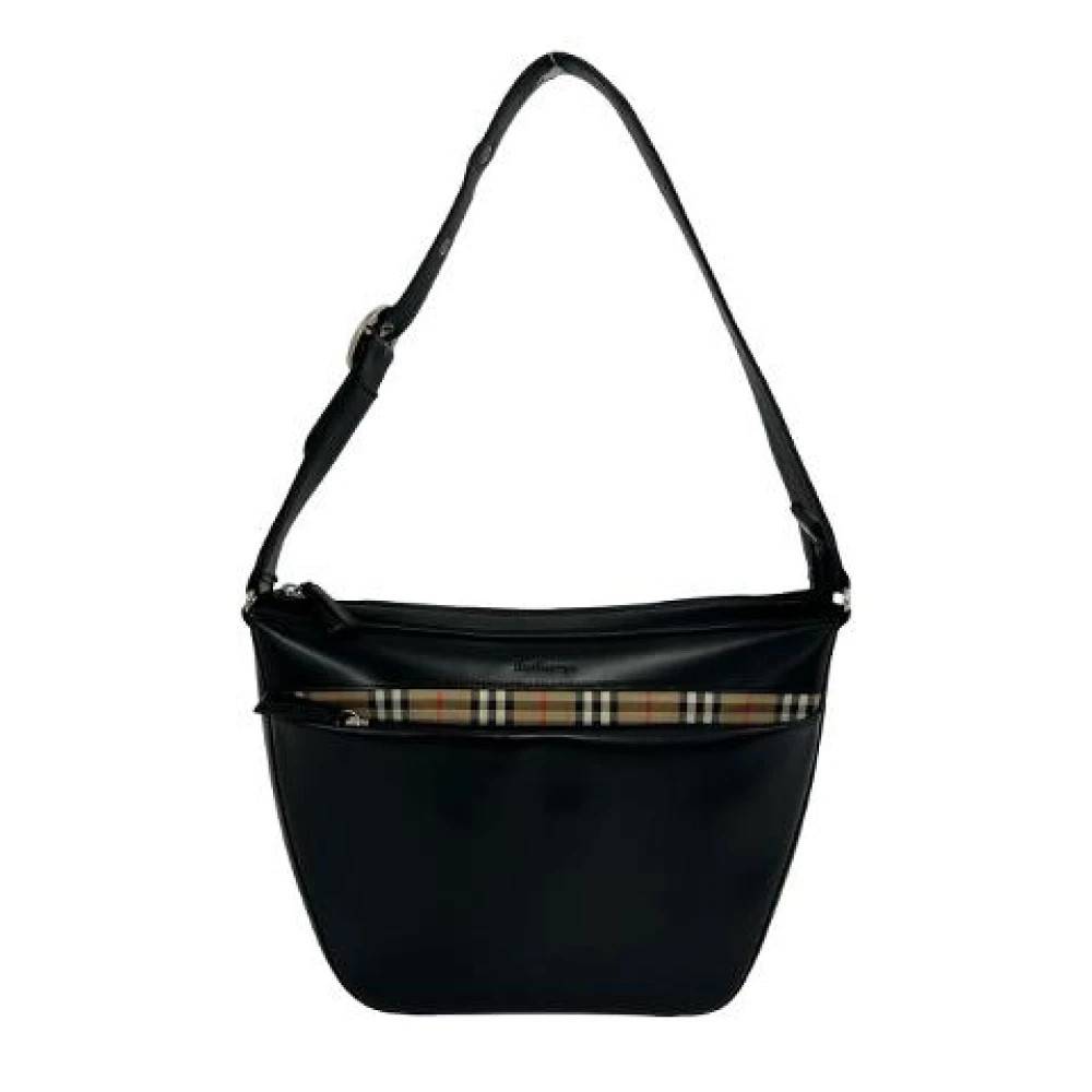 Burberry Vintage Pre-owned Læder Kanvas Skuldertaske - Vintage - Dame - Sort - ONE SIZE - Uld