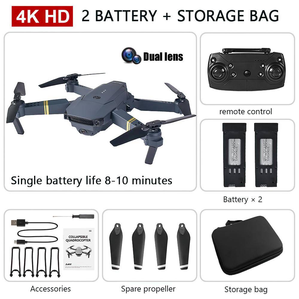 Ny E58 Pro Vidvinkel 4K HD Kamera Drönare Realtidsöverföring Fotografi/video Long Flight Drone Mobil WiFi-kontroll dual camera 1 battery