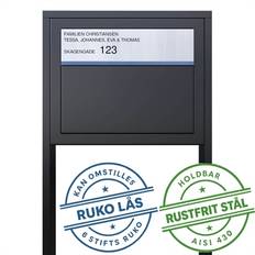 Sort Elegance Exclusive postkasse med stander - med RUKO lås - Rustfrit Stål Indkast