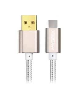 USB datakabel flätad nylon-Vit-USB typ C-25 cm