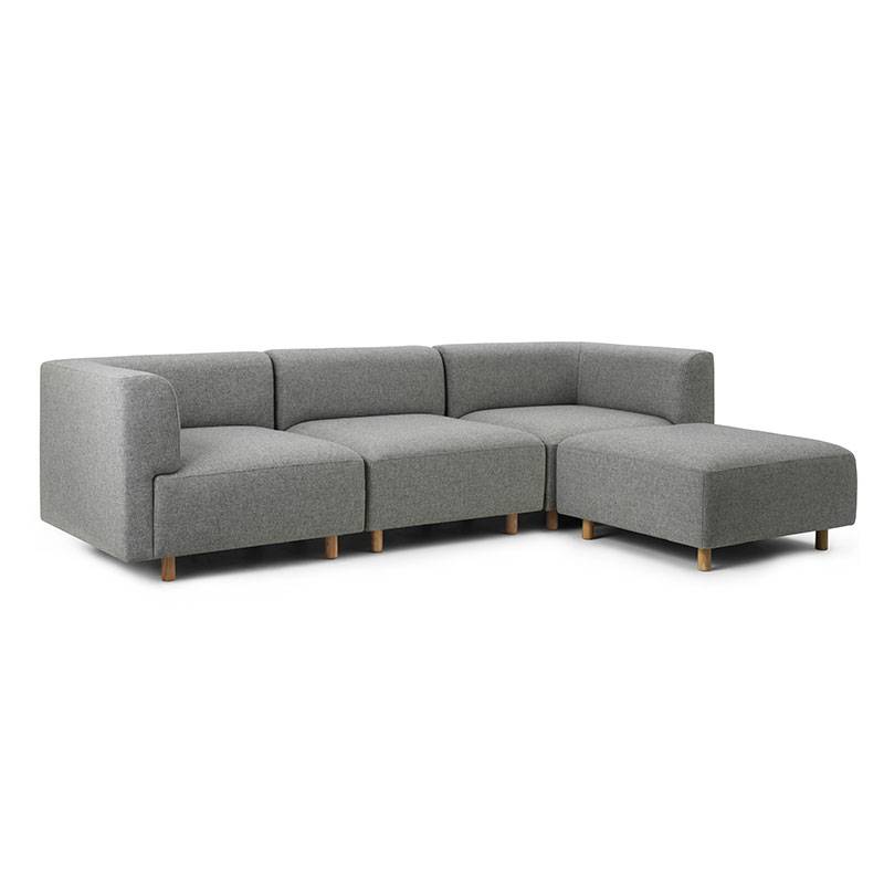 Normann Copenhagen Redo 3-pers. Sofa m. Puf - Hallingdal 130 Grå