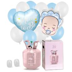 Helium Kit "Mom to be" Lyseblå & Hvid – Skab magi til babyfesten