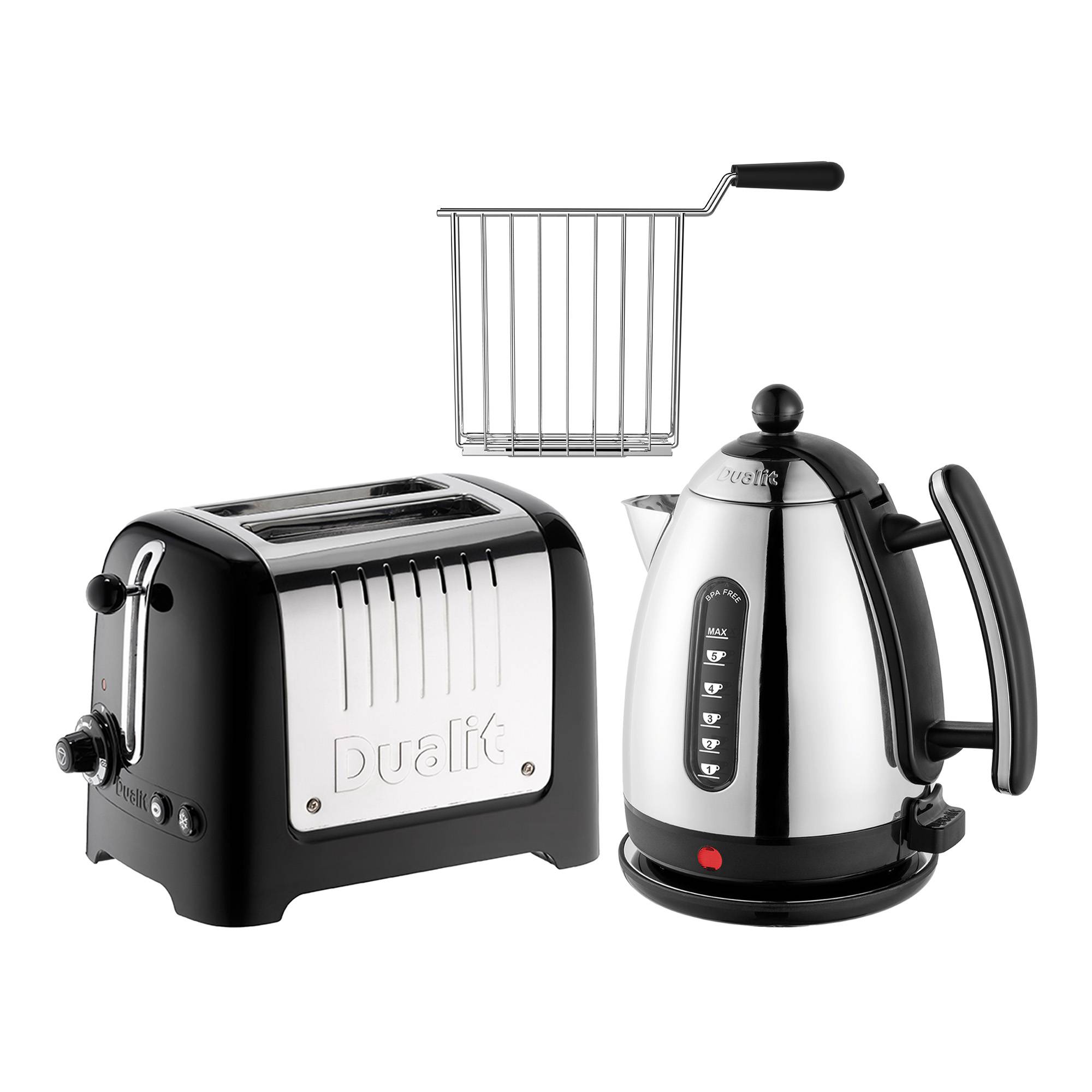 Dualit - Lite Brödrost Vattenkokare och Toastgaller - Brödrostar - Silver,Svart - Metall/Plast