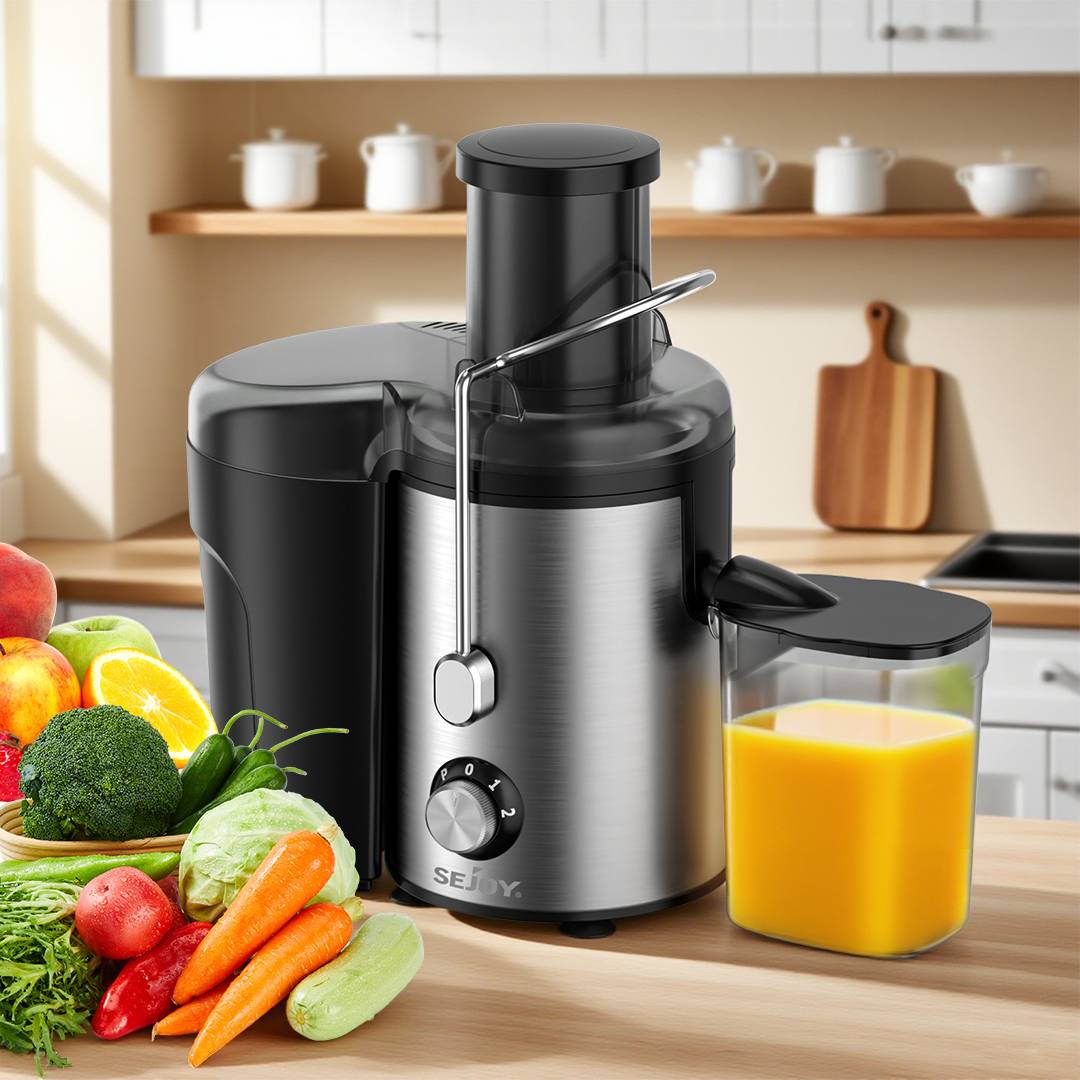Sejoy Compact Fruits Juicer,Juice Extractor Machine Multiple Safety Features Operation Centrifugal Extractor Speed Adjustable UK