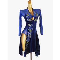 Latin Dance Dresses Royal Blue Women's Lycra Spandex Dress Elegant Latin Dancer Dancing Costume