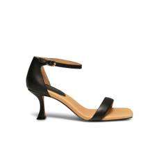 Leah Ankle Strap Heel Shoe - Black