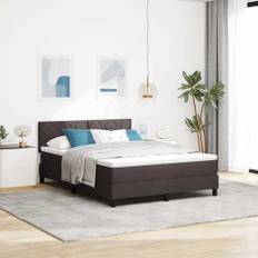 vidaXL Boxmadras med topmadras med madras Mørk Brun 140 x 200 cm Stof