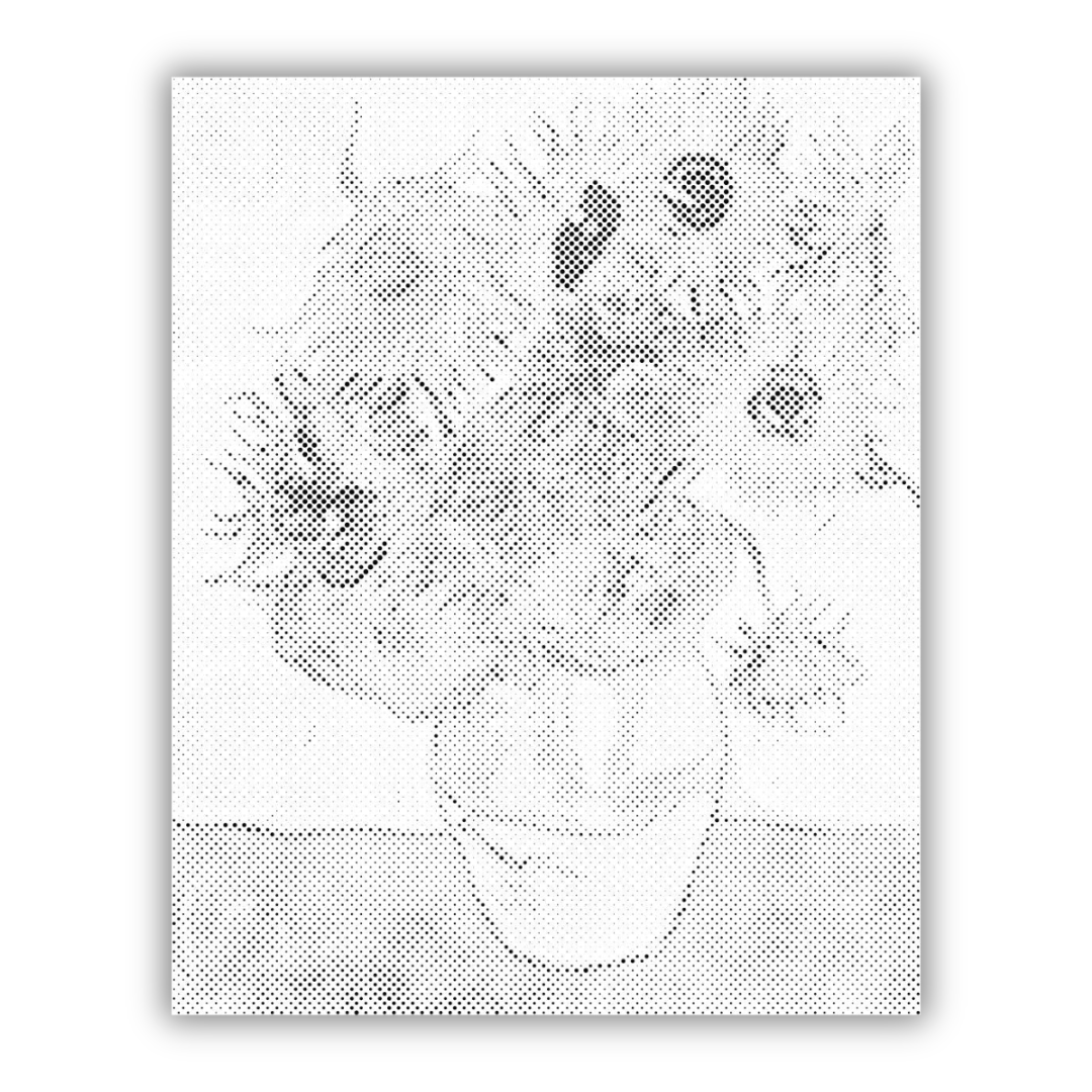 SOLROSOR av Vincent van Gogh | PRICKMÅLNING - 60x80cm (24'' x 32'') / Premium Inramad (Klar att hänga)