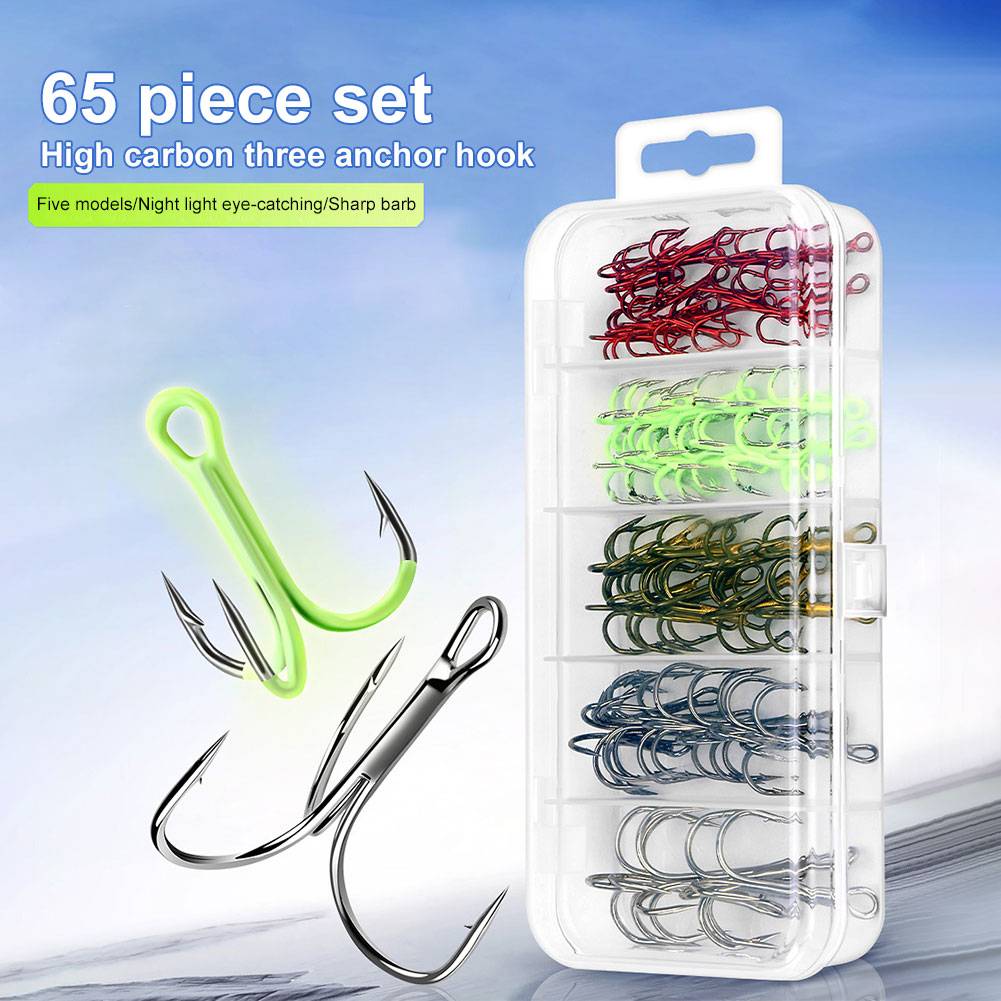 High Carbon Steel Treble Hook 5 Colors Barbed Sharp Triple Hook Triple Barbed Steel Fish Hook for Bait Lure Fishing