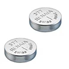 Single Renata klocka batteri schweiziska tillverkade Renata 377 eller SR626SW eller AG4 1,5 V, Silver, 2 x 377 or SR 626 SW