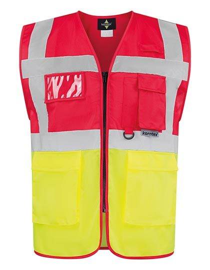 Refleksvest med lynlås Berlin Refleksvest (KX802) - Rød/Gul, 4XL.