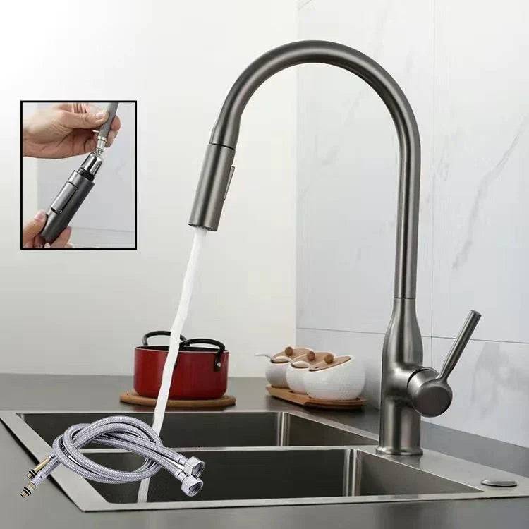 AquaStream Luxe – Justerbar Kökblandare med Handdusch - Grå kanon