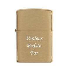Zippo lighter - Brushed Brass med gravering