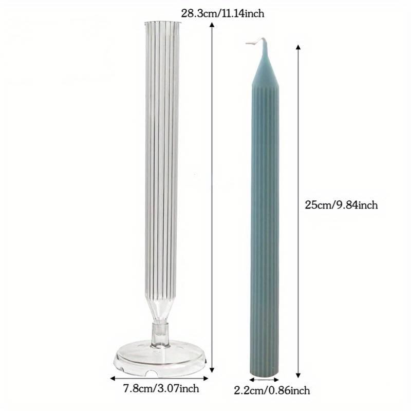 TEMU Long Pole Striped Cylinder Candle Plastic Mold Diy Aromatherapy Candle Making Acrylic Mould Supplies Home Decor Gift