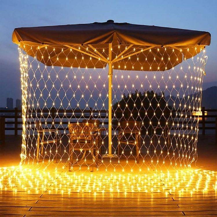 LED Nät Mesh Ljusslinga, 240 LED Varmvit Ljusslinga Med 8 Lägen vit