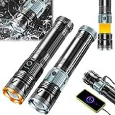 TorchMaster X9 Multi-Mode Tactical Flashlight, Torchmaster Flashlight with 8 Modes, Adjustable Zoom, LED Flashlights High Lumens Rechargeable for Home Camping (2*MIX)