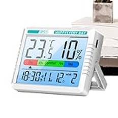 Room Temperature Monitor, Humidity Meter Thermometer, Digital Humidity Meter with Clock, Temperature Sensor, Multi-Functional Wall Thermograph for Home, Family, and Friends