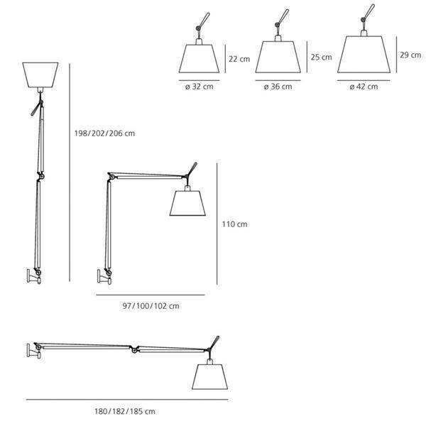 Tolomeo Mega Vägglampa Pergament 42cm - Aluminium / Pergament