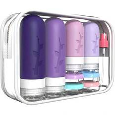 [17PCS Travel Bottles Set]Leakproof Silicone Toiletry Containers - Refillable Cosmetic Bottles For Shampoo, Lotion & Soap With Storage Bag | TSA Appro - Multicolor