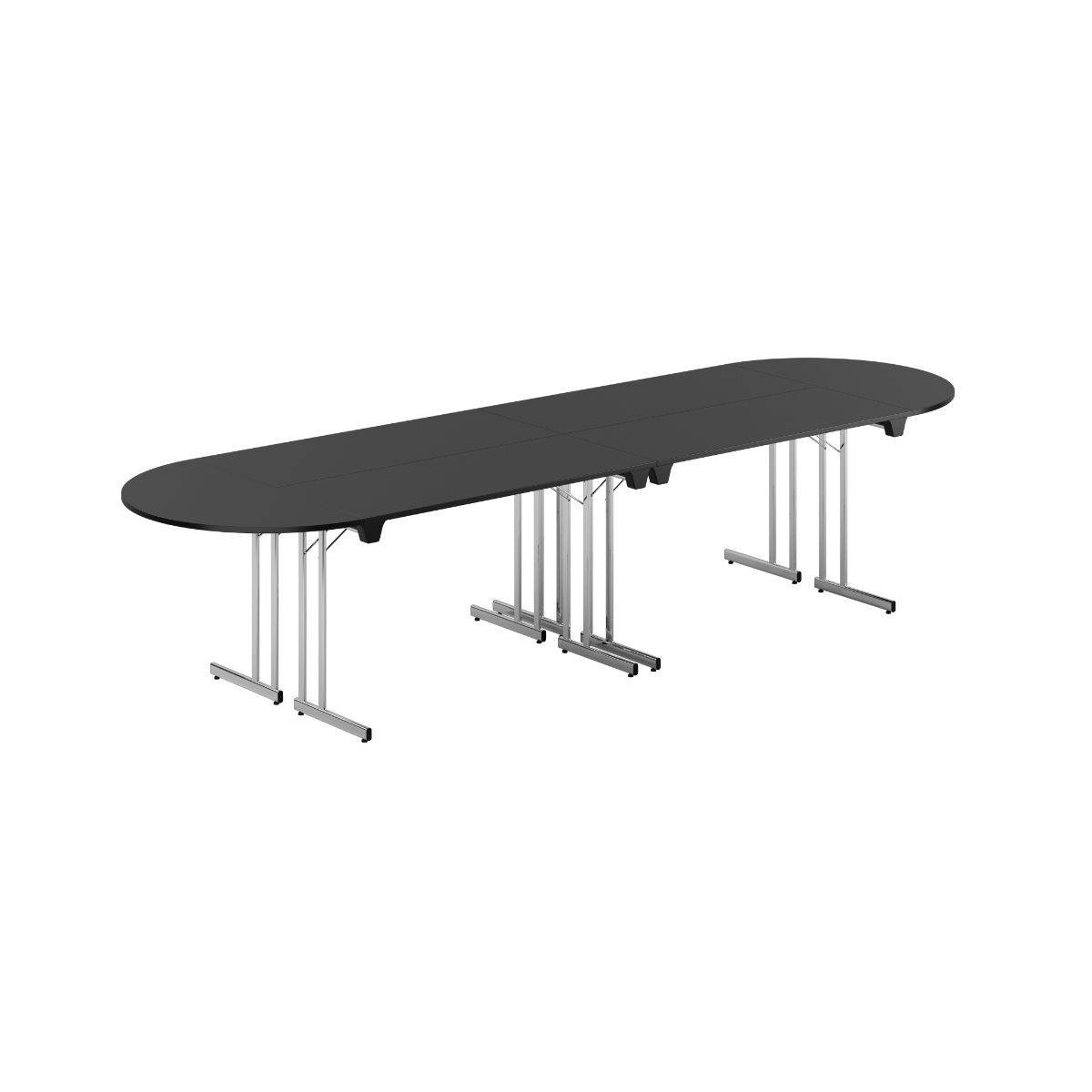 Konferencebord - 340x100cm - Sammenklappeligt bord - Sort-krom.