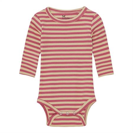 BIRKHOLM Stribet Rib Body Hindbær Rosa & Solskins Gul