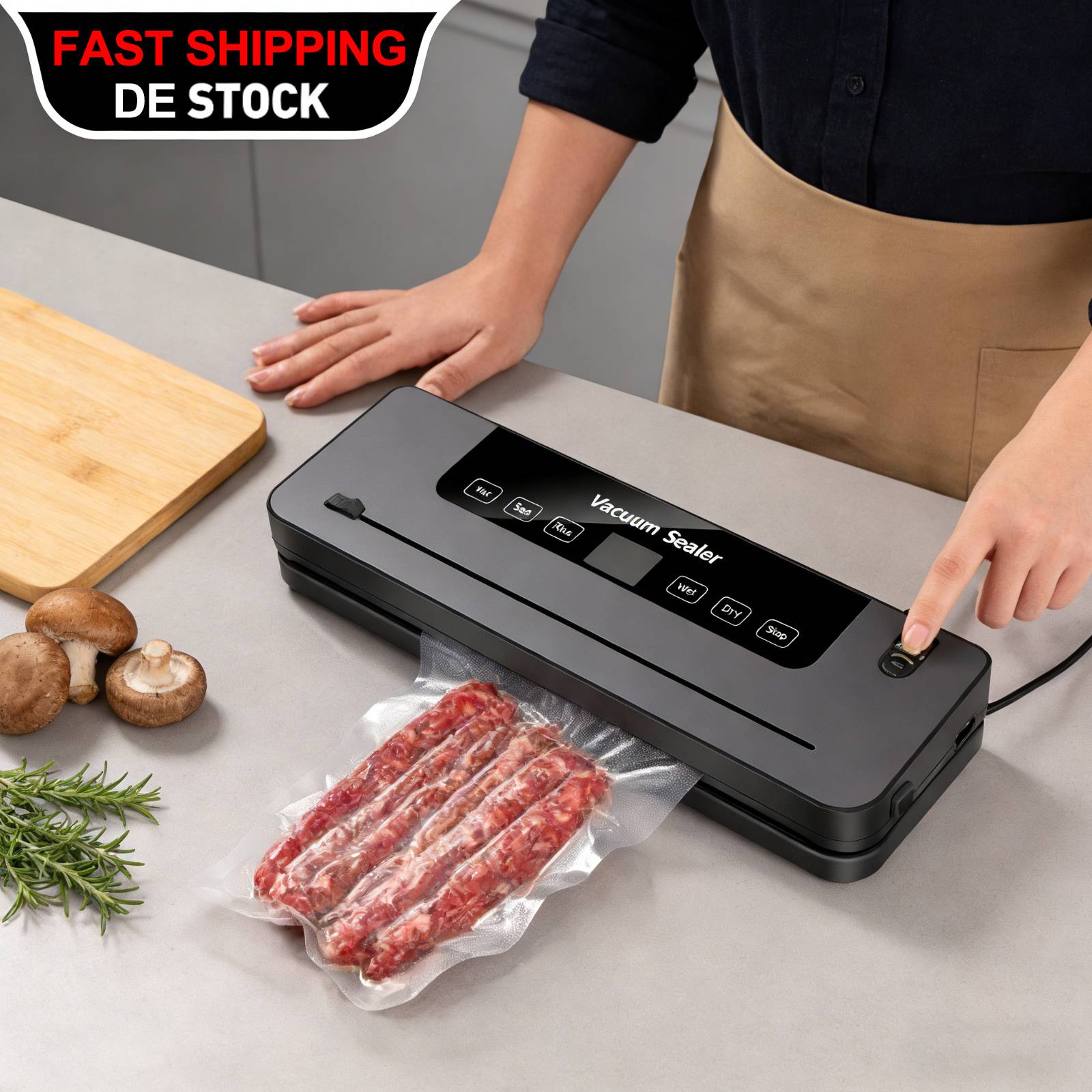 Vacuum Sealer Machine, 6 Modes Food Sealer with Purple Light Sterilization, Built-in Sliding Cutter & Detachable Washable Base, Dry/Wet/Rice Food Preservation, Kitchen Food Vacuum Packing Machine for