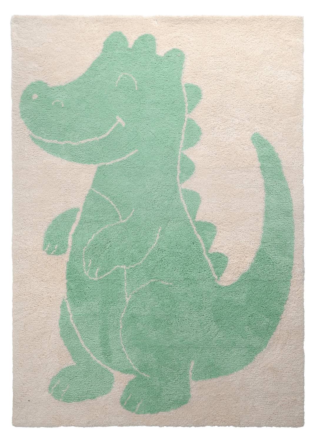 Barnmatta - Soft Crocodile (creme/grön) (Storlek: 160 x 230 cm)