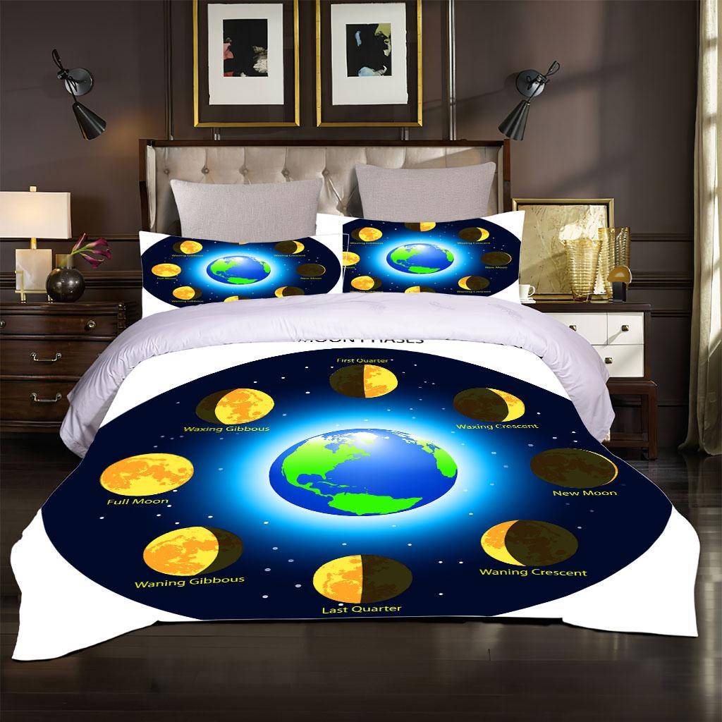 Kosmisk Solsystem Planet 3D Sängkläder Set För Barn Pojkar Flickor Täcke Set 1 Påslakan Och 2 Örngott Mjukt Enkelt Dubbelt W240xL260cm