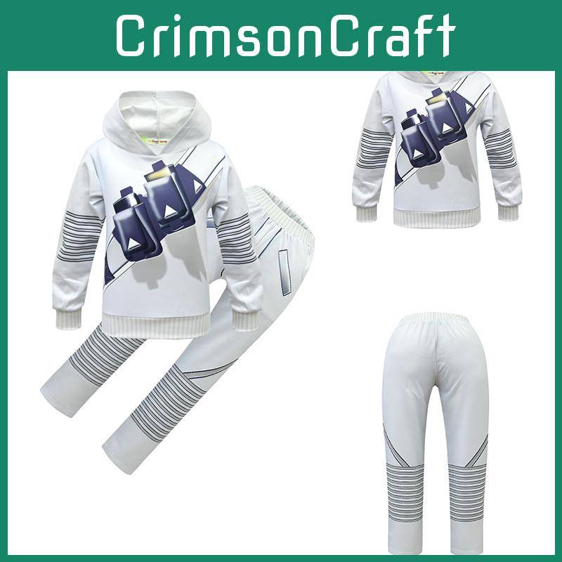 Dj Marshmallow Cosplay Kostym För Barn Mjuk Och Bekväm Hoodie Byxor Mask Set cm
