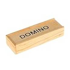 Dubbel sex Domino Set | Klassiskt Domino tågspel | Dominoes Double 6 pedagogiskt brädspel, 28 plattor med brunt träfodral för vuxna, barn