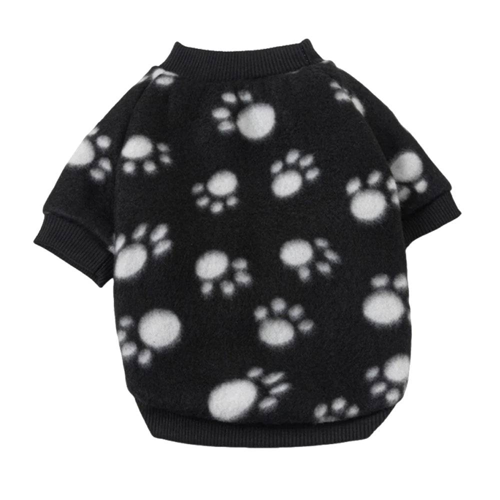 Printed Fleece Pet Pullover Sweater - Black Paw / XL / SPC (XL)
