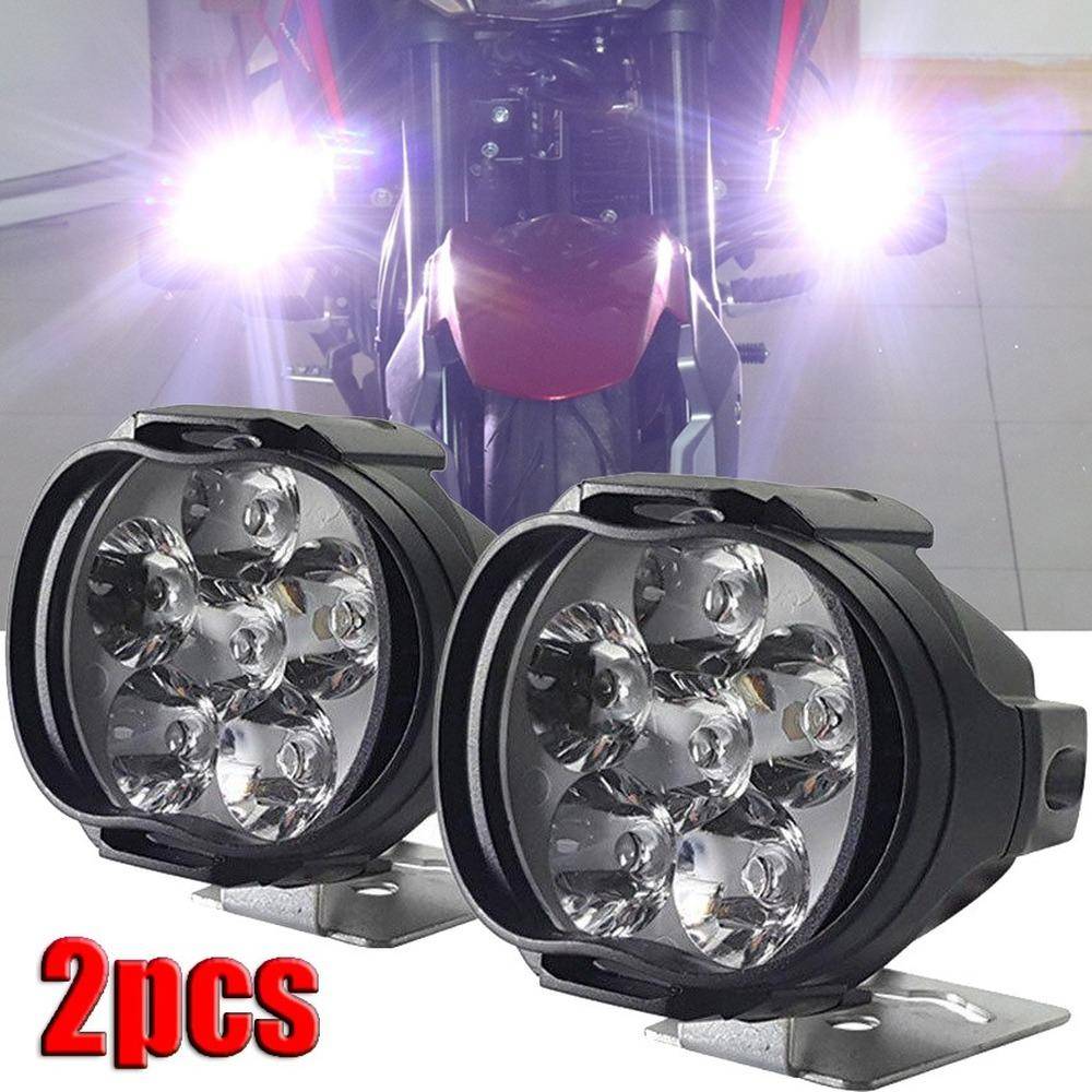 2 st 6 LED Extraljus för Motorcykel Strålkastare Lampor Fordon 6LED Extraljus Ljusstyrka Elbilsljus white