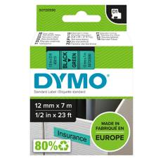 5 st DYMO® Standard D1 tape, 12 mm, sort på grøn