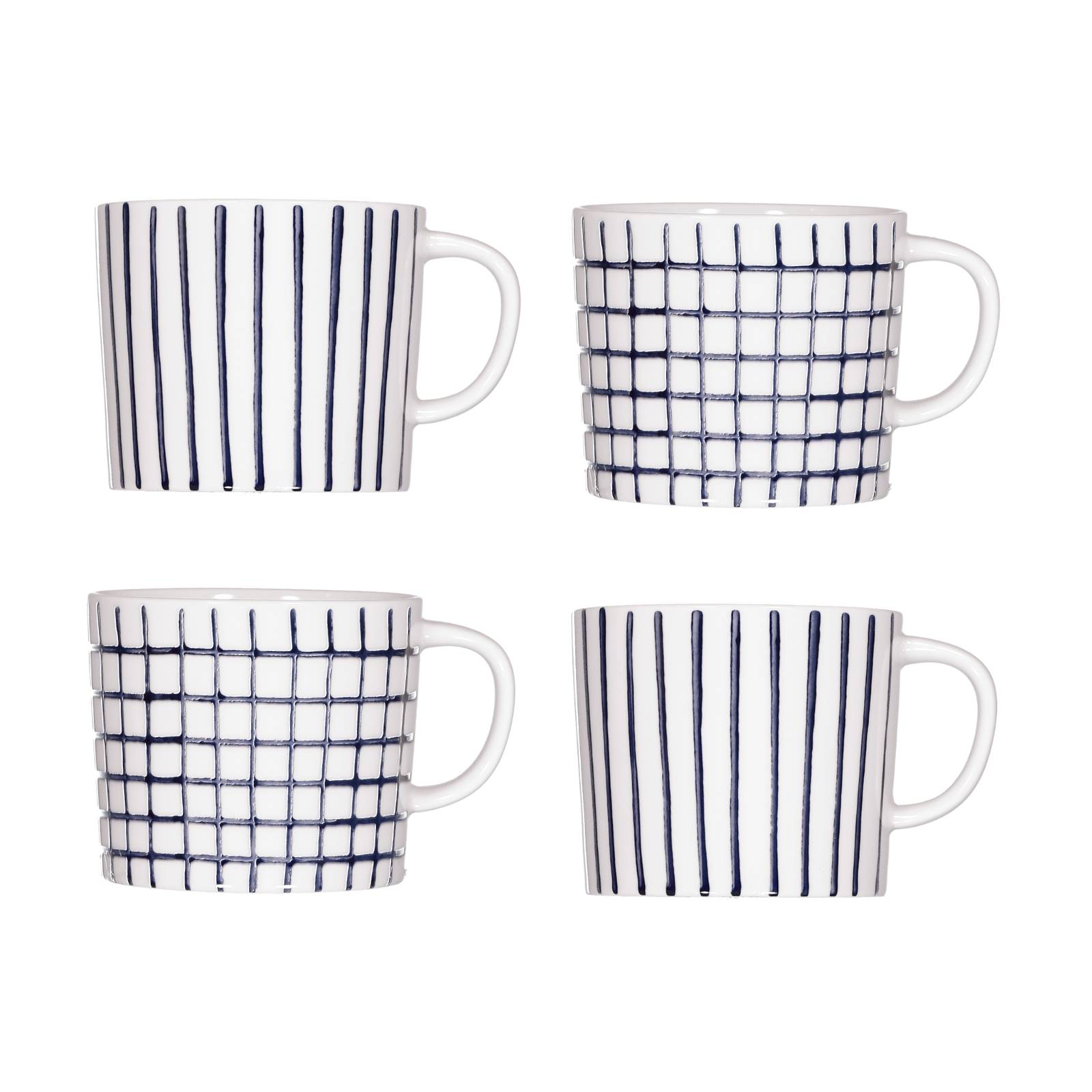 Mugg Checks & Stripes 4-p vit/blå