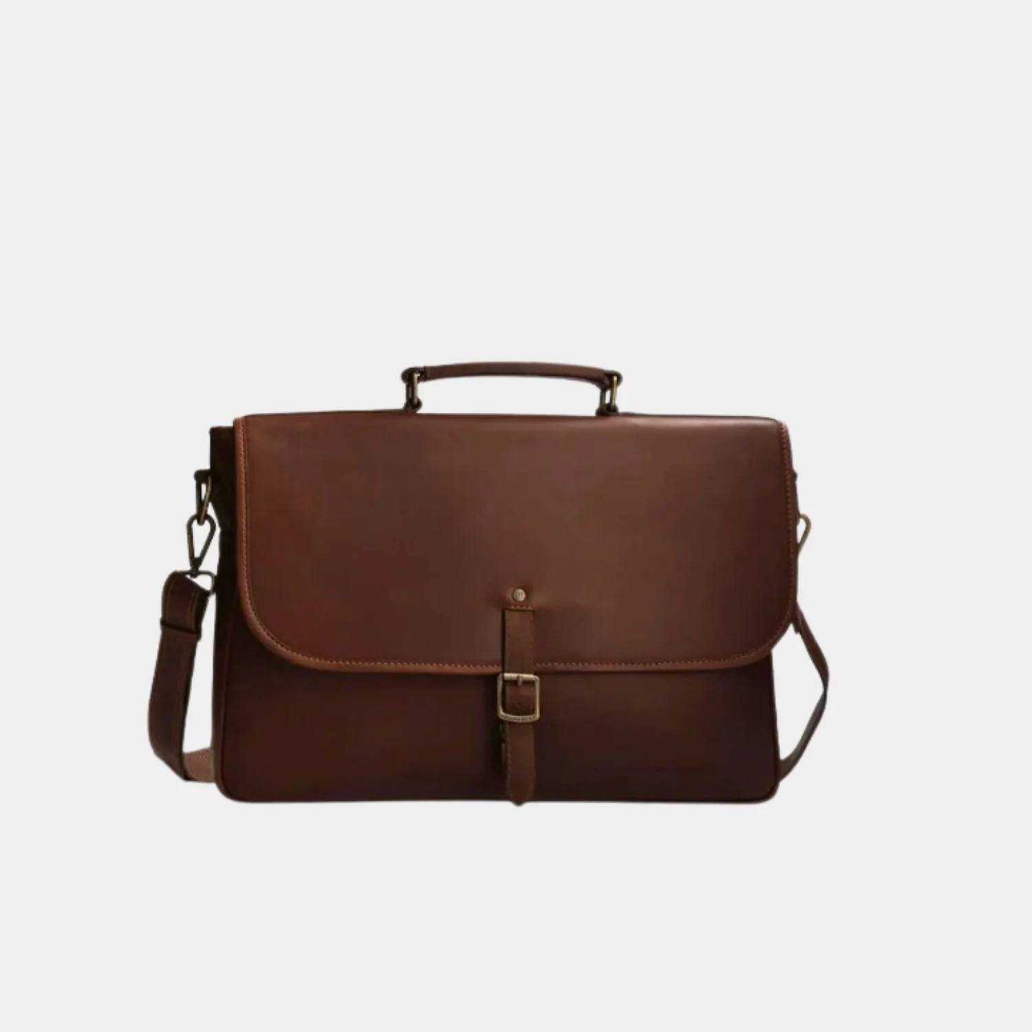 Classy Brown Leather Laptop Messenger Briefcase Bag