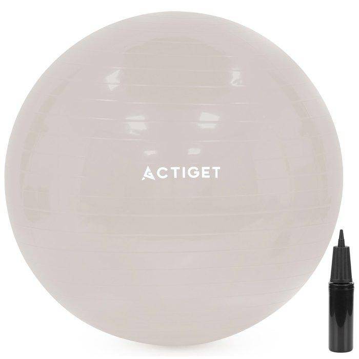 ACTIGET Fitness Ball 65 cm for Pilates and Yoga Exercises with Pump, Gymnastics, Beige