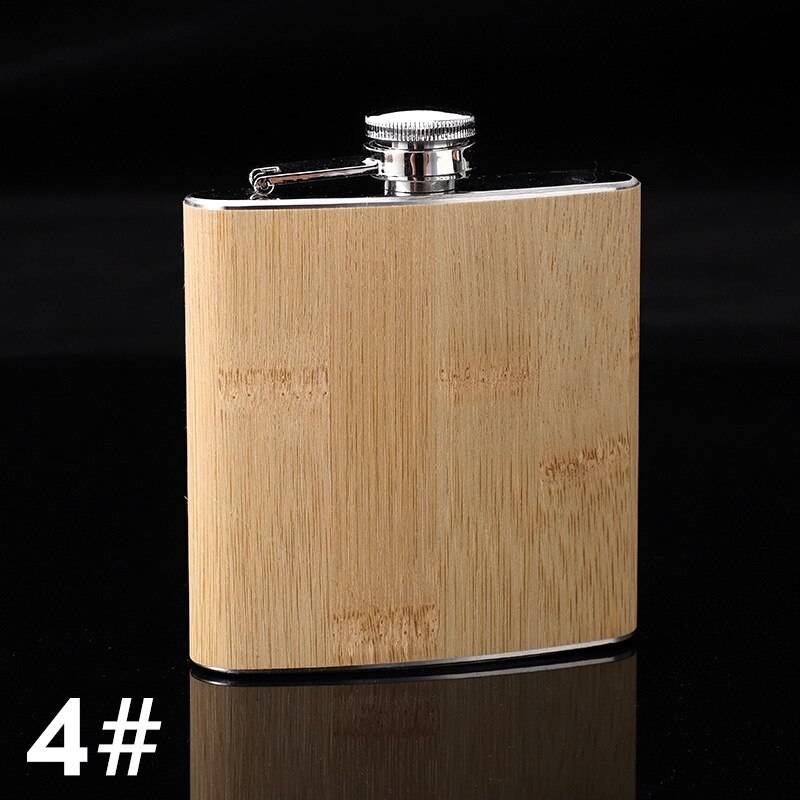 6oz trä läder höftkolvar rostfritt stål whisky vin alkohol flagon flaska drinkware för - Stil 4