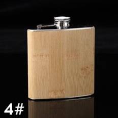 6oz trä läder höftkolvar rostfritt stål whisky vin alkohol flagon flaska drinkware för - Stil 4