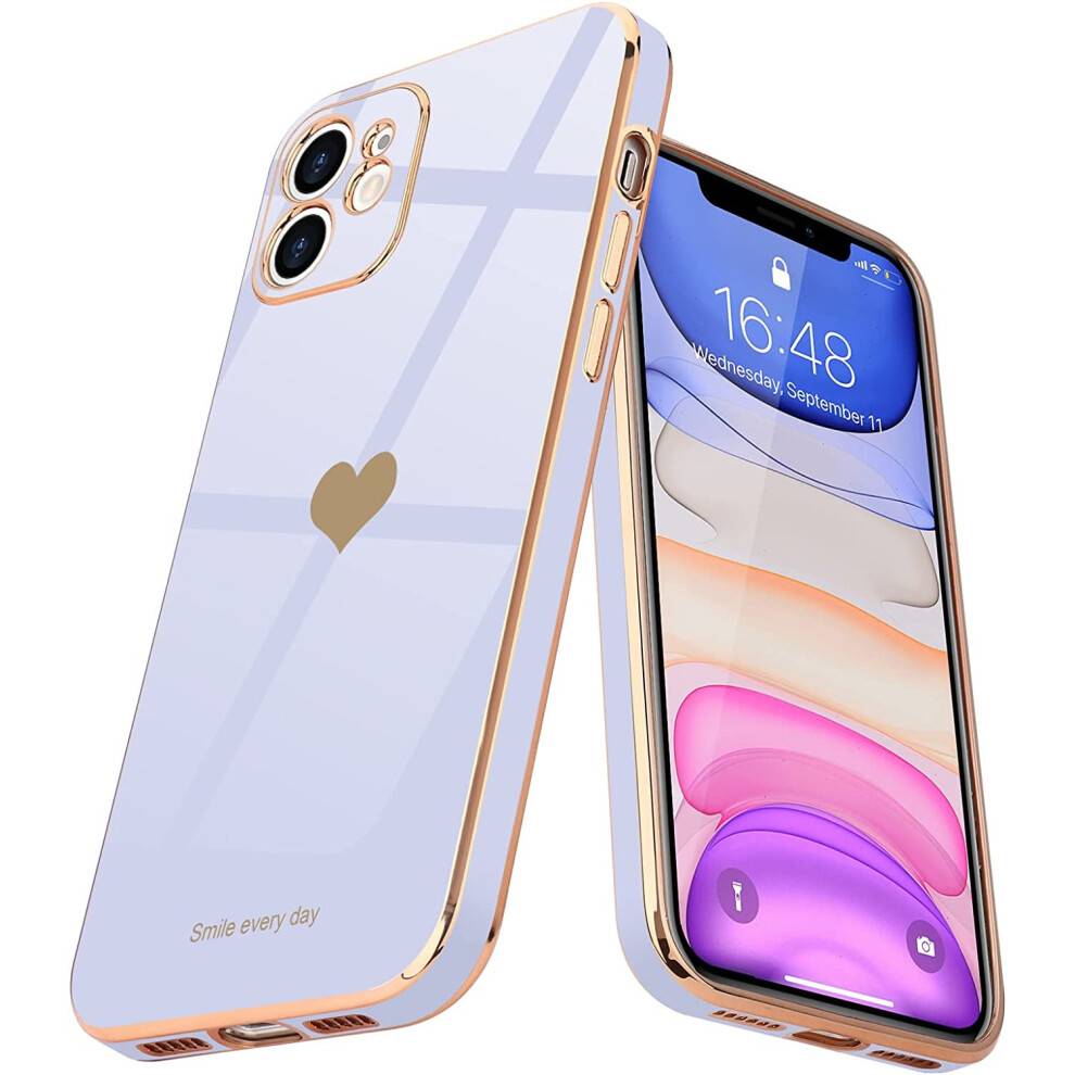 Love-Heart iPhone11 Cover Lilla Blød Stødsikker Kofanger