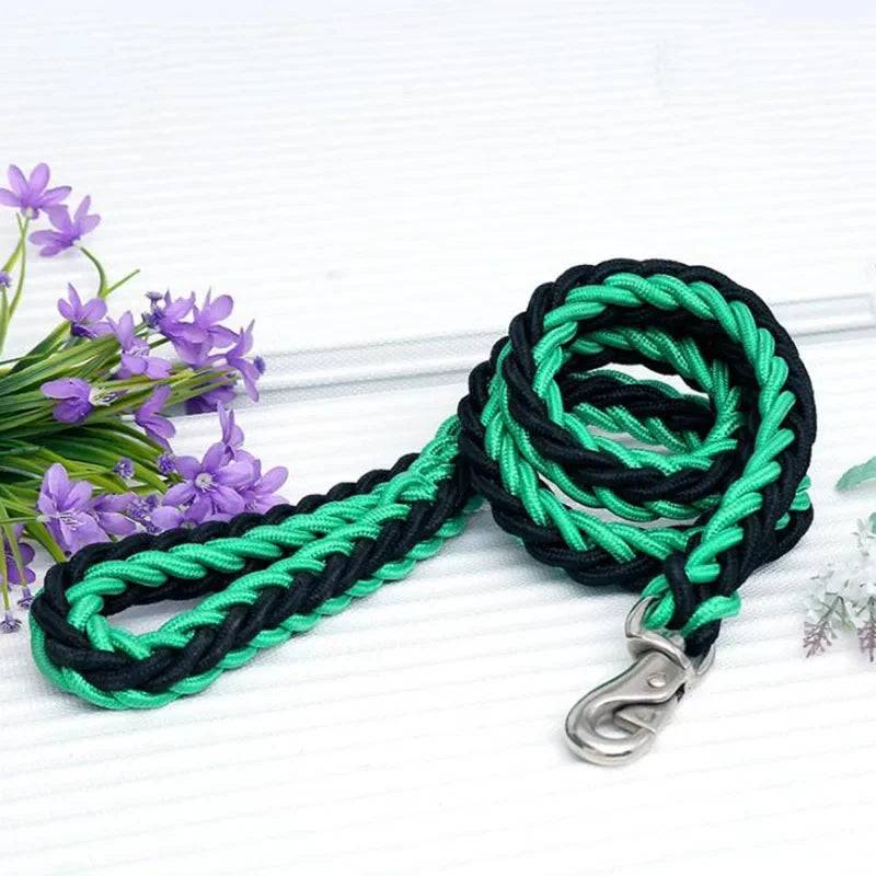 Heavy Duty Nylon Dog Leash & Collar Set - 130cm - Green Black / Dia. 1.5cm (Dia. 1.5cm)