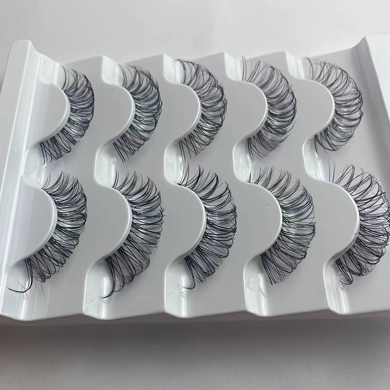 5 Pairs Of Fluffy And Curly Russian Striped Eyelashes With Transparent Stems, Appearance And 8d Effect - Daily Party And Date Stage Character Makeup