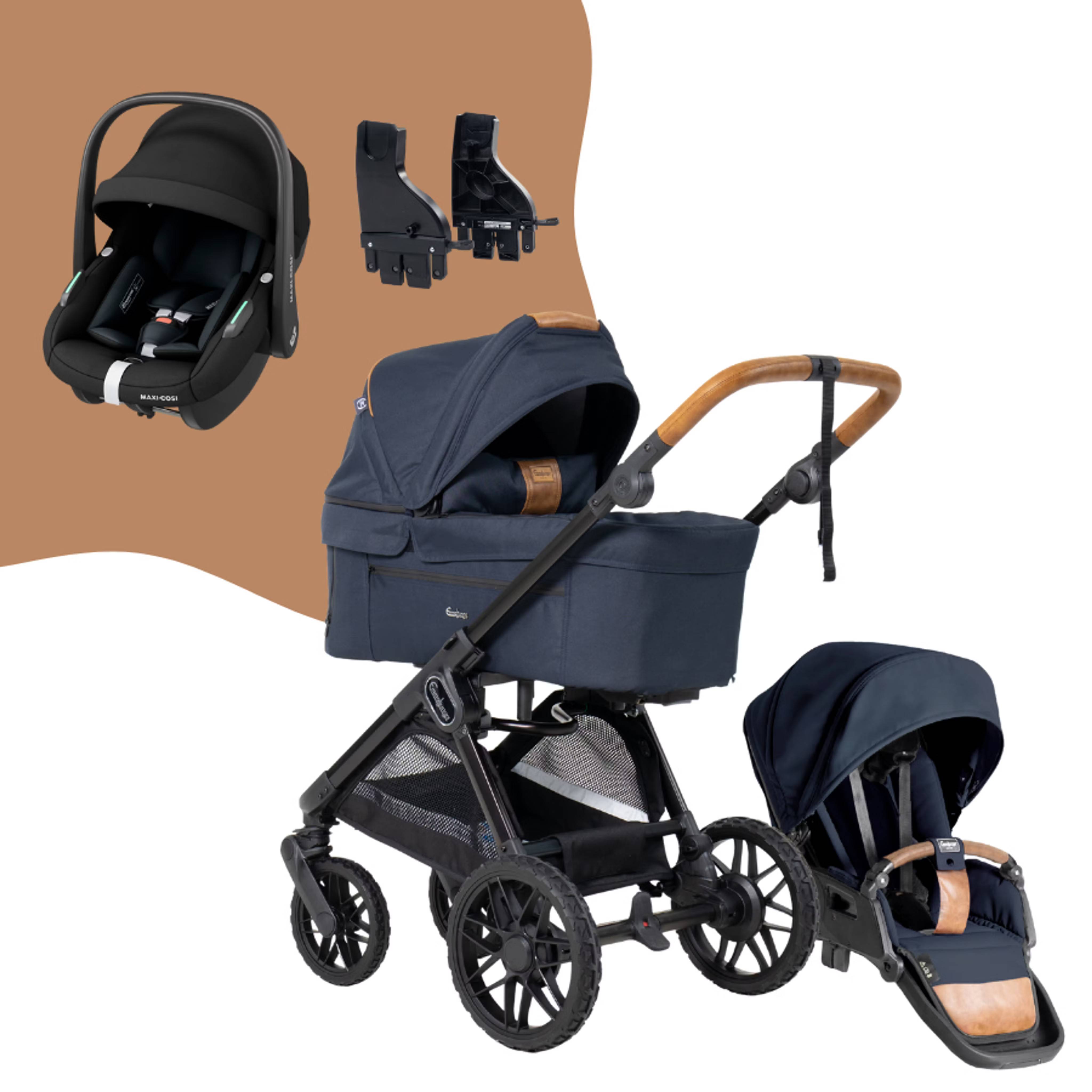 Emmaljunga Sento Pro Flat+ OUtdoor Dark Navy Paket - Beba Barnbutik – Barnvagnar, bilstolar & babyprodukter
