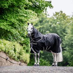 Horseware - Amigo Bravo 12 Plus Regndækken m. hals - 0 gram - Sort - Sort/Grå/Sølv / 100