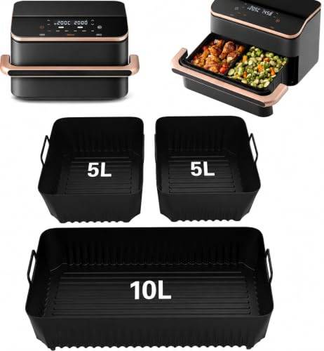 Silikon luftfräschare för Cosori Air Fryer 10L Twinfry, 3 st luftfräschare tillbehör, platt luftfryer luftfräschare form för airfryer cosori 10 L