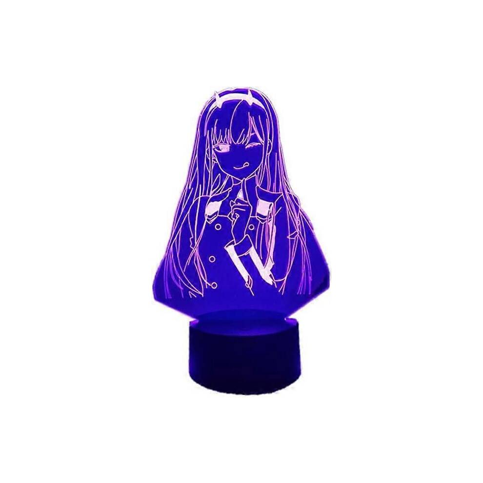 Anime 3D Lamp Zero Two Figure, Darling in The Franxx för barnrumsinredning, LED Illusion Night Light