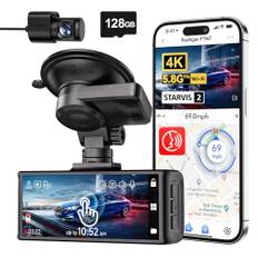 REDTIGER 4K STARVIS 2 Dashcam Auto Vorne Hinten, Touchscreen 3,18 Zoll, Sprachsteuerung, Dash Cam Auto 5.8GHz WiFi GPS, Kostenlose 128GB Karte, 2160P UHD Nachtsicht, WDR, Parkmonitor(F7N Touch)