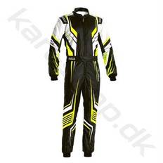 Sparco Prime K børne karting køredragt, sort/hvid/gul fluo, Str. 120 - 150 cm