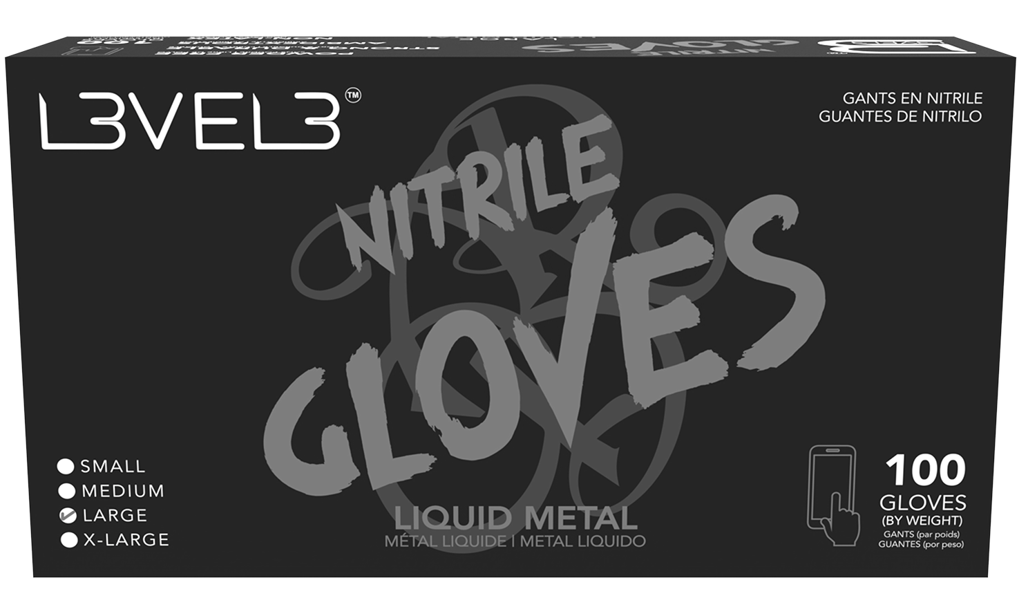 L3VEL3 Liquid Metal Medium Professional Nitrile Gloves 100 Pack