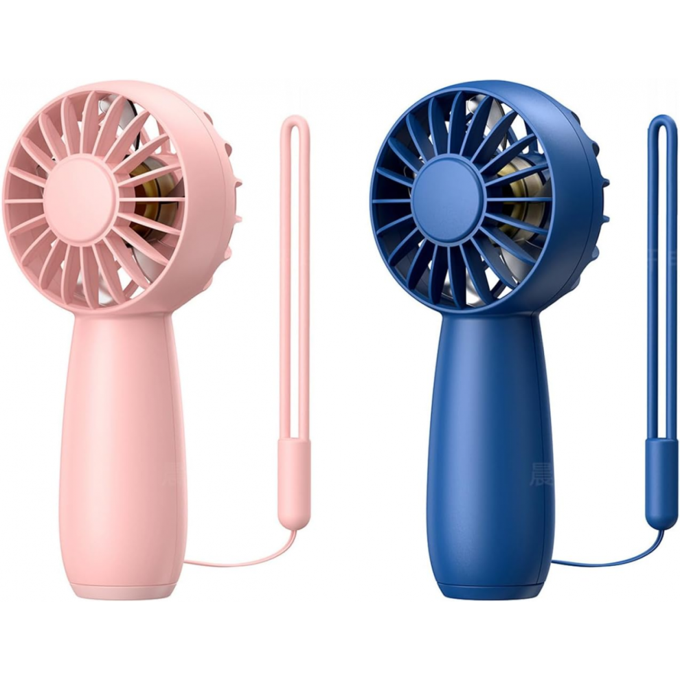2-pak håndholdt ventilator genopladelig mini-ventilator, bærbar håndholdt ventilator personlig ventilator med 3 hastigheder til H