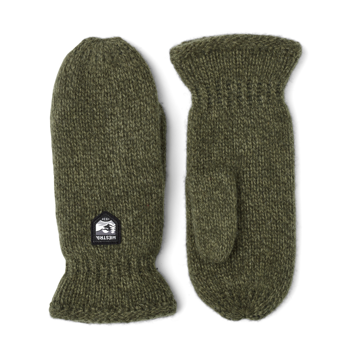 Hestra Basic Wool Mitt Strikvante (Olive) - Grøn - 8.